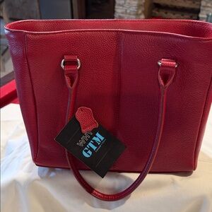 Red Leather Tote Bag